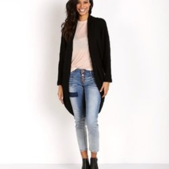 LNA black Waffle Knit oversized wrap Cocoon cardigan activewear Sweater XS/S - Picture 1 of 5